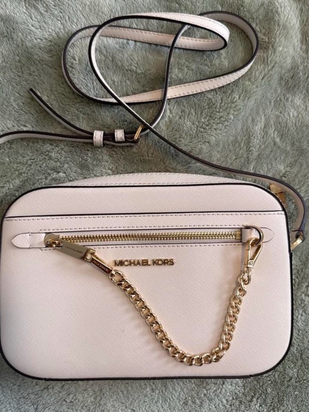 MICHAEL KORS Leather Crossbody Bag in Cream.
